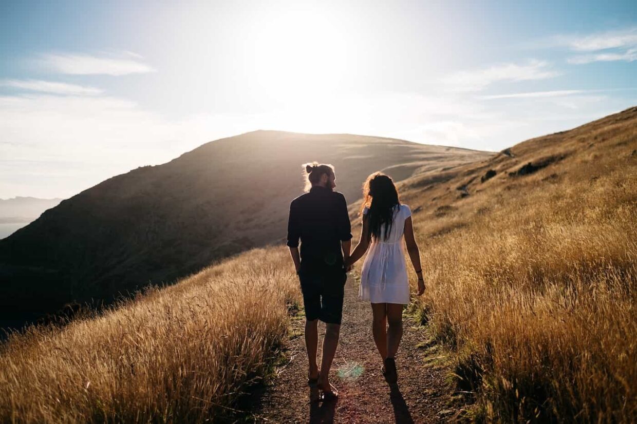 couple walking on a trail