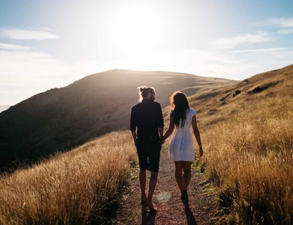 couple walking on a trail