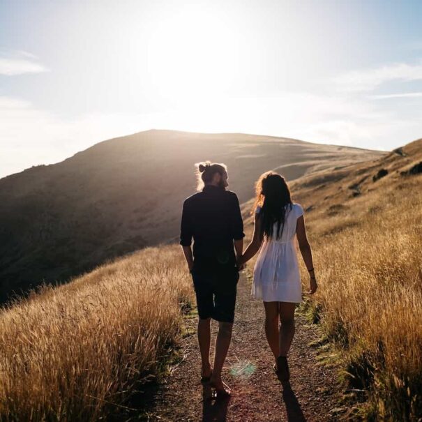 couple walking on a trail